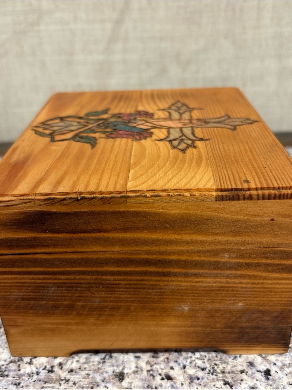 Wooden Keepsake Box With Cross And Praying Hands - Picture 5 of 7